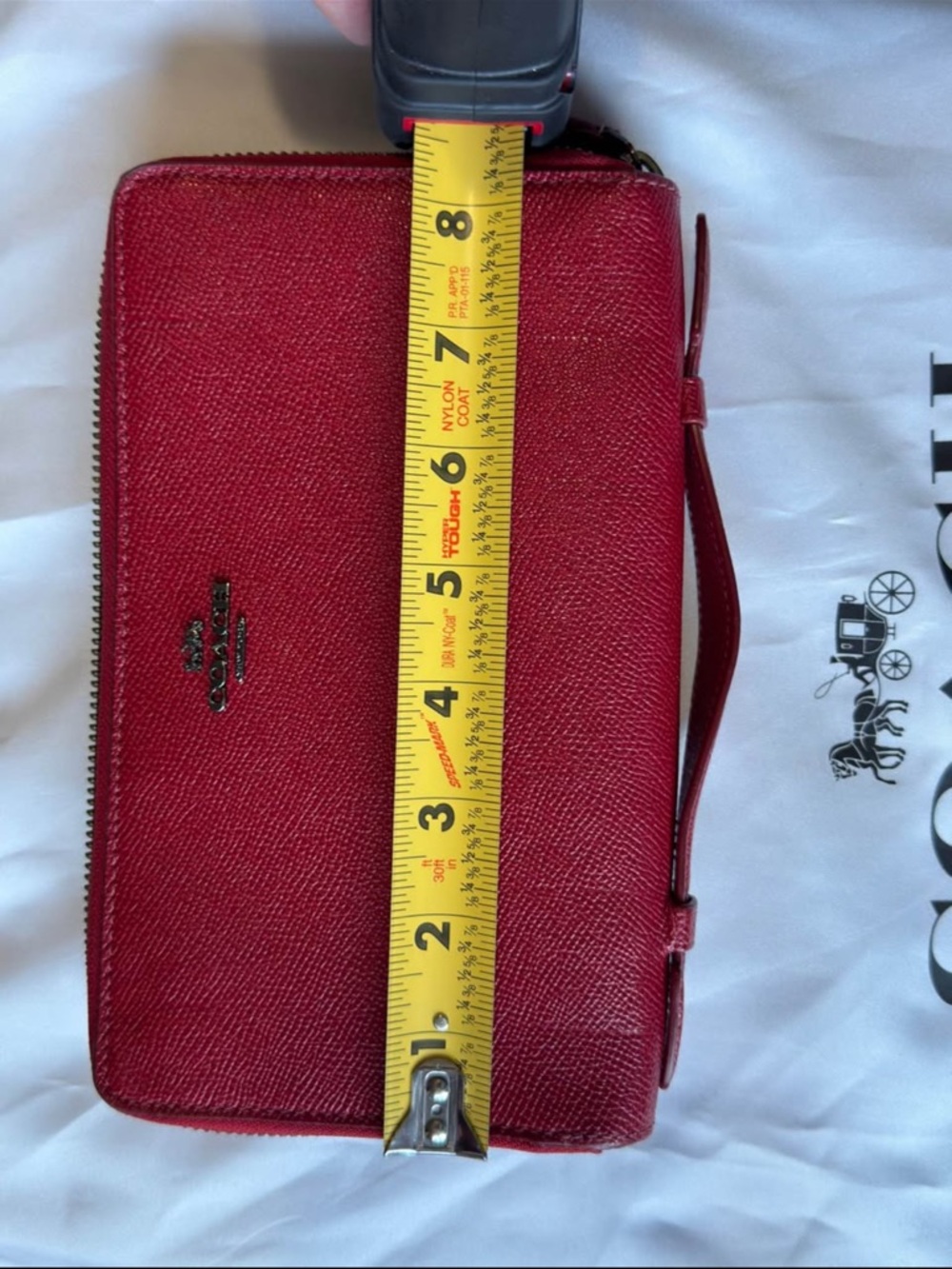 Coach Red Leather Zip Wristlet with Wrist Strap